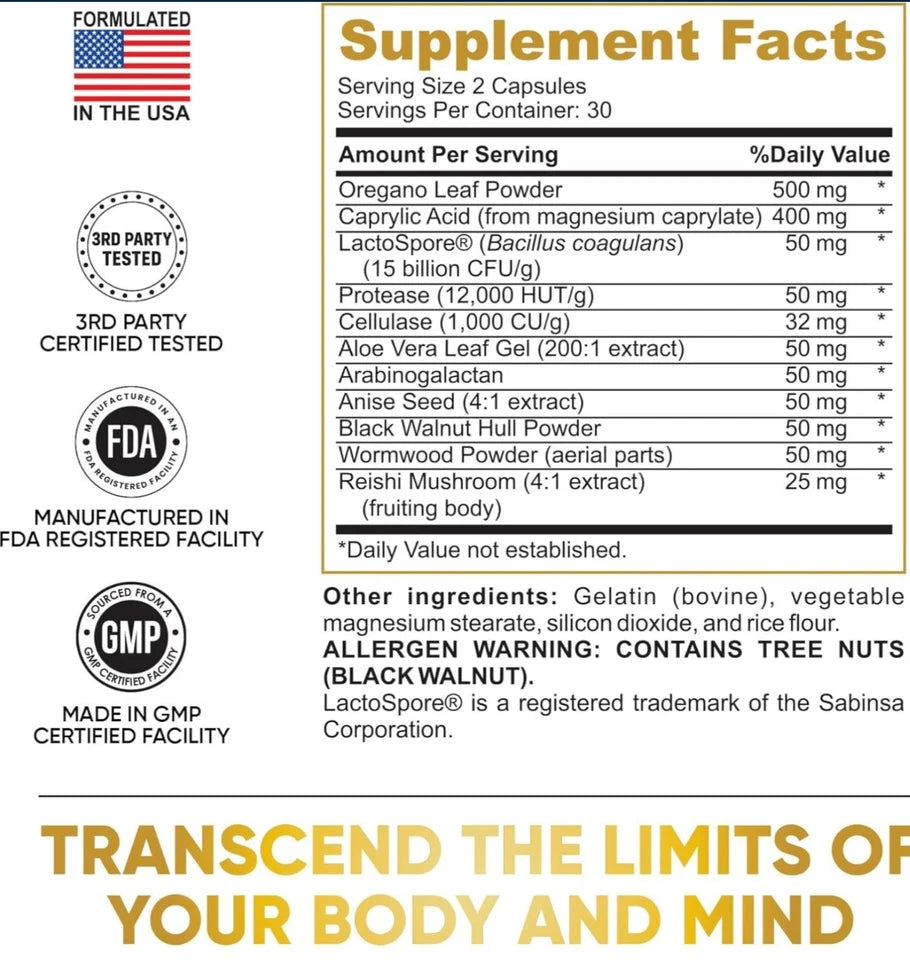 Candida Cleanse 60 Cápsulas-Desintoxicación 100% Hierbas Naturales FÓRMULA ORIGINAL